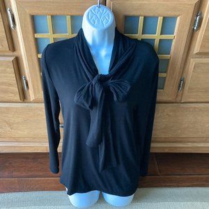 J. Crew Super Soft  Black Jersey Bow Blouse Small